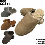 100% Australian Merino Sheepskin Scuffs Moccasins Slippers Winter Slip On UGG - Mens