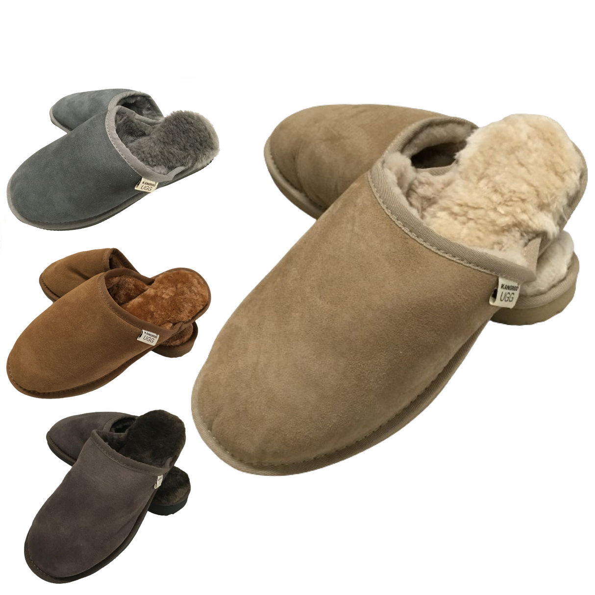 100% Australian Merino Sheepskin Scuffs Moccasins Slippers Winter Slip On UGG - Mens