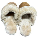 100% Australian Sheepskin Scuffs Moccasins Slippers Winter Non Slip UGG - Chestnut