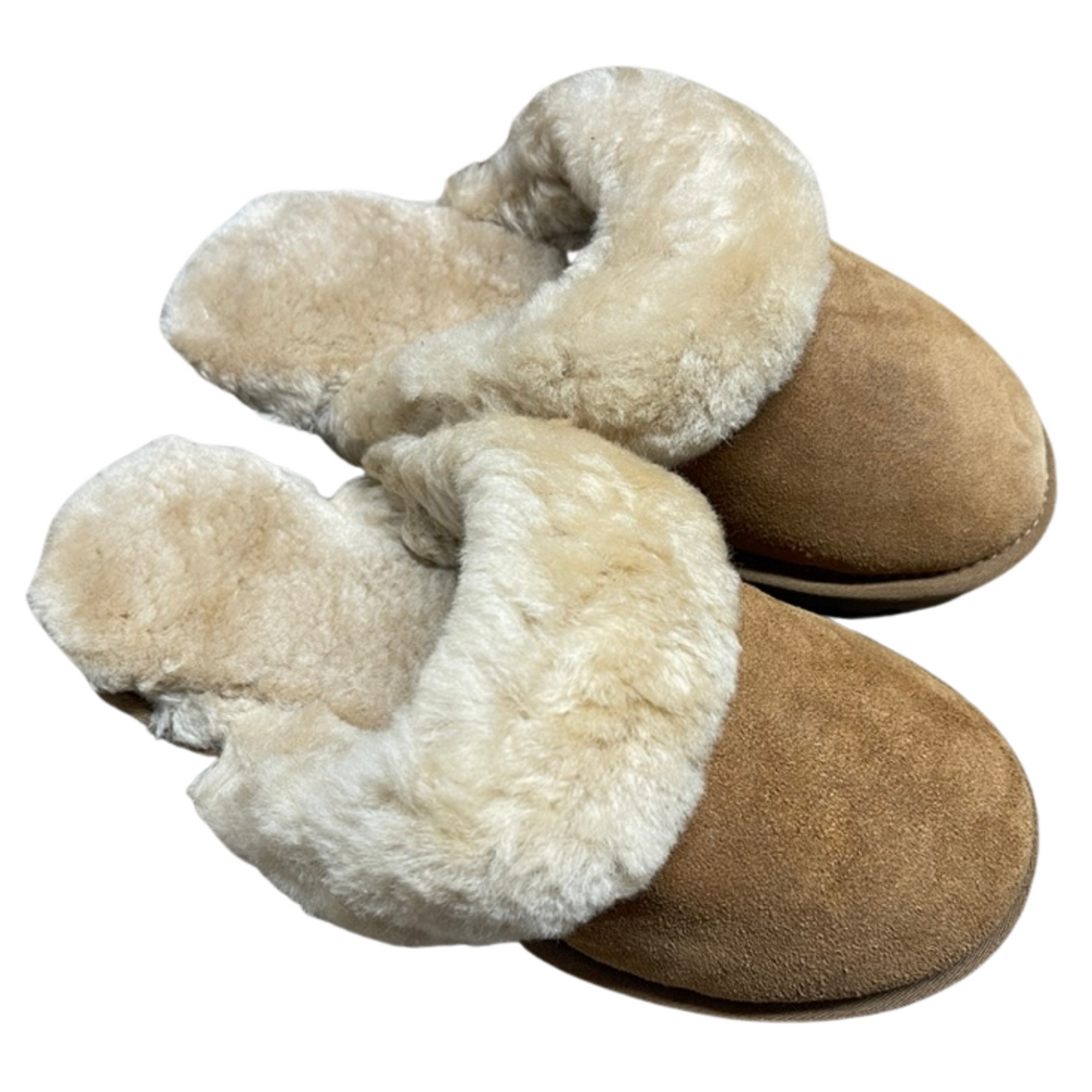 100% Australian Sheepskin Scuffs Moccasins Slippers Winter Non Slip UGG - Chestnut