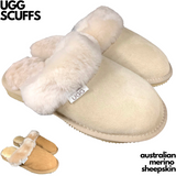 100% Australian Merino Sheepskin Scuffs Moccasins Slippers Winter Slip On UGG - Womens