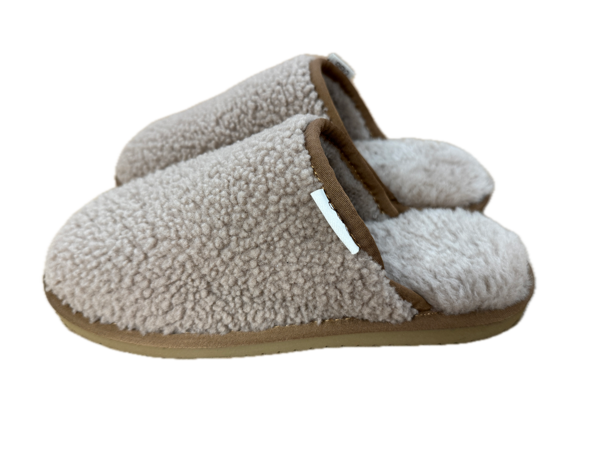 100% Australian Merino Sheepskin Curly Scuffs Moccasins Boucle Slippers Slip On UGG - Chestnut