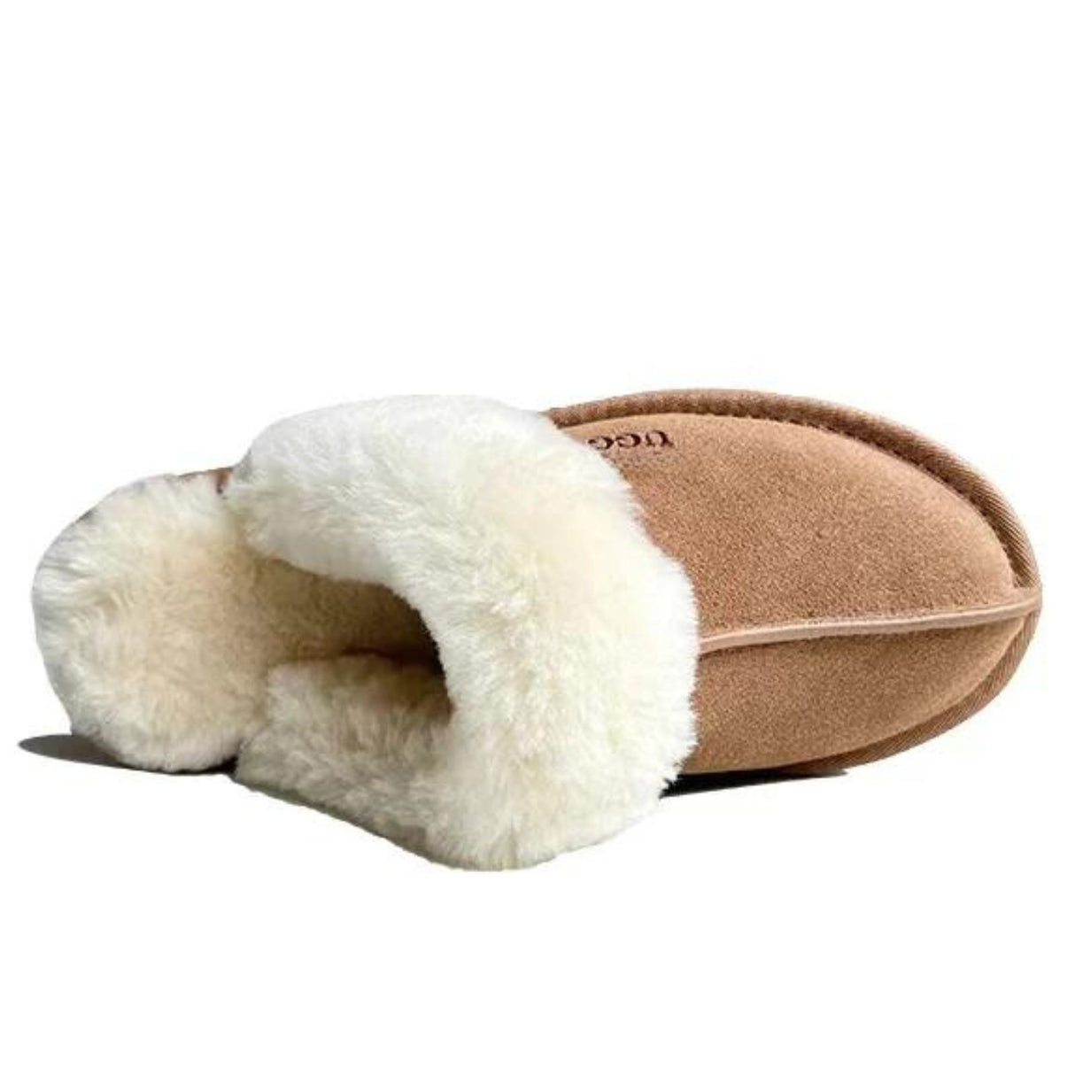 100% Australian Merino Sheepskin Womens Platform Scuffs Moccasins Slippers Winter Slip On UGG in Chestnut