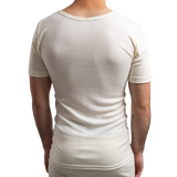 Mens Merino Wool Blend Short Sleeve Thermal Top Underwear Thermals Base Layer - Natural