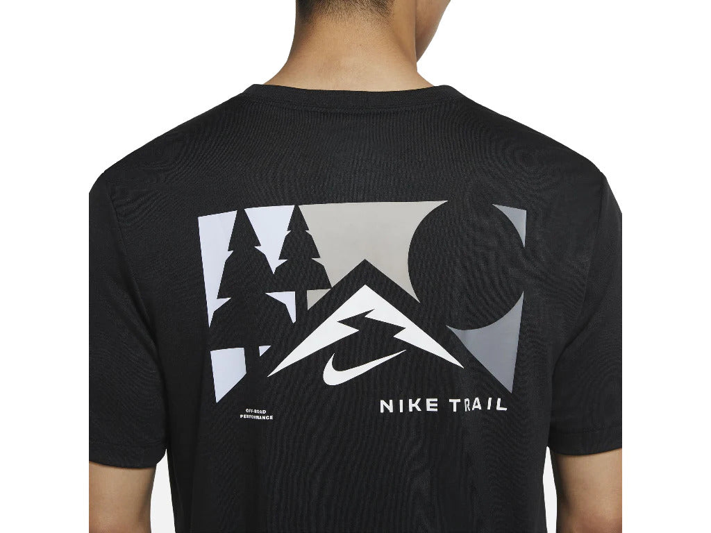 Nike Mens Dri-Fit Trail Running T-Shirt Soft and Comfortable Fabric - Black