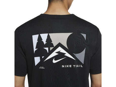 Nike Mens Dri-Fit Trail Running T-Shirt Soft and Comfortable Fabric - Black