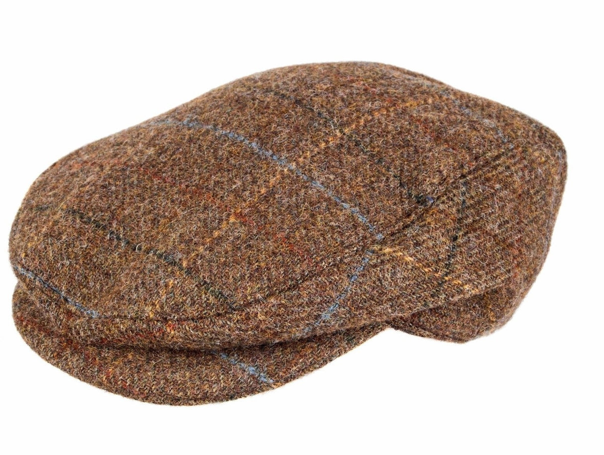 DENTS Abraham Moon Tweed Flat Cap Wool Ivy Hat Driving Cabbie Quilted - Chestnut