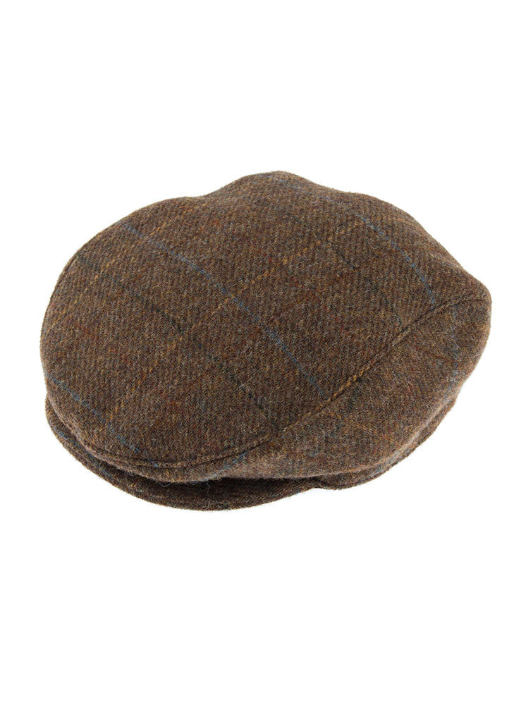 DENTS Abraham Moon Tweed Flat Cap Wool Ivy Hat Driving Cabbie Quilted - Chestnut