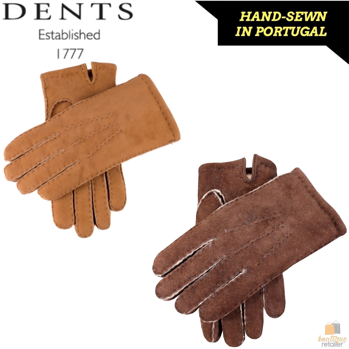 Dents Mens Hand Sewn Real Lambskin Gloves Warm Winter Fleecy Lining 5-1553 York