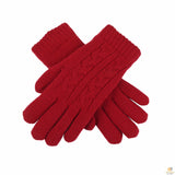 Dents Womens Cable Knit Gloves in Berry