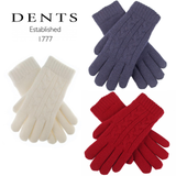 Dents Womens Cable Knit Gloves in Berry