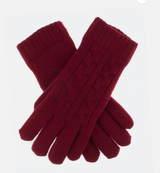 Dents Womens Cable Knit Gloves in Berry