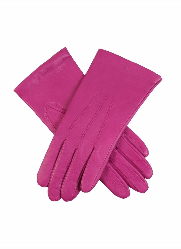 Dents Womens Emma Three-Point Leather Gloves - Hot Pink