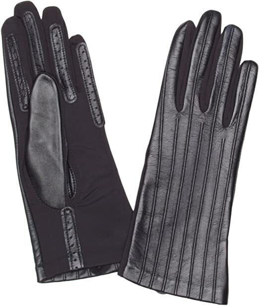 DENTS Womens Olivia Silk Leather & Elastane Gloves - Black - One Size