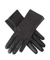 DENTS Womens Olivia Silk Leather & Elastane Gloves - Black - One Size