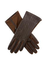 DENTS Womens Olivia Silk Leather & Elastane Gloves - Mocca - One Size