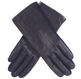 DENTS Womens Olivia Silk Leather & Elastane Gloves - Navy - One Size