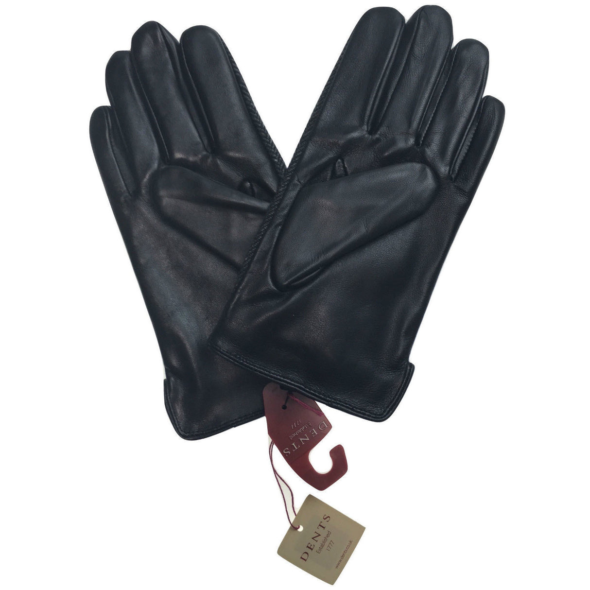 Dents Leather Wool Gloves Fleece Lined Warm  Mens Winter Herringbone - Black