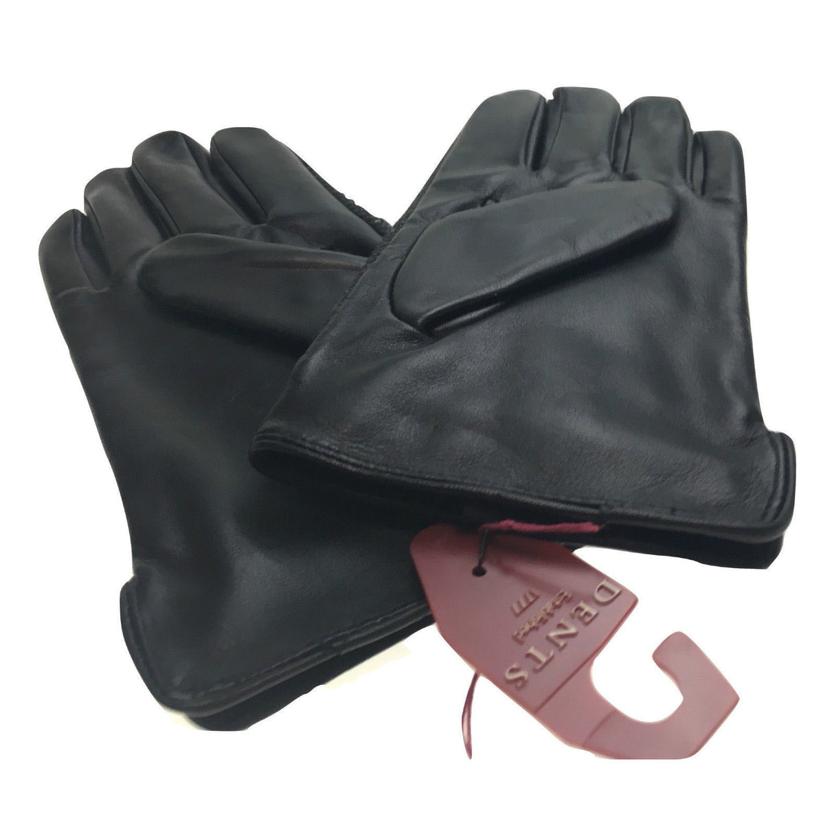 Dents Leather Wool Gloves Fleece Lined Warm  Mens Winter Herringbone - Black