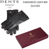 DENTS Mens Premium Kangaroo Leather Gloves Wool Lined Winter Gift - Black