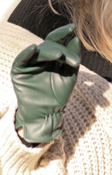 Dents Womens Classic Leather Gloves Winter Warm Soft Smooth Grain - Forest Green