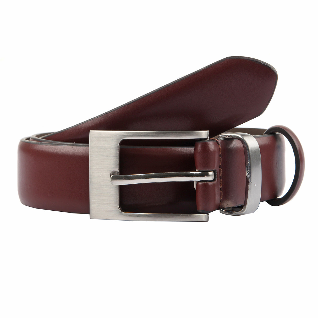 Double Keeper Leather Dress Belt in Chestnut