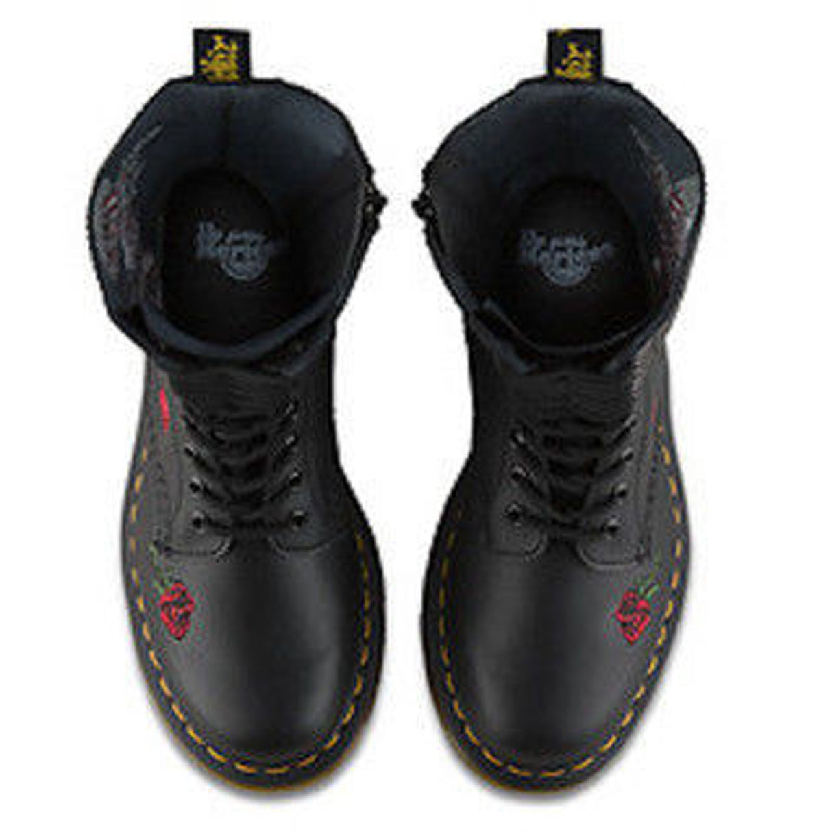 Dr. Martens Vonda 14 Eye Genuine Leather Boots Lace Up Shoes Floral Embroidered 1914