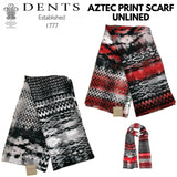 DENTS Monotone Aztec Print Scarf Ladies Womens MADE IN ITALY Unlined Fine