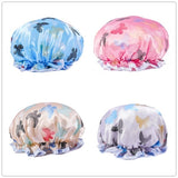 Womens Double-Layer Waterproof Shower Cap Reusable Hat Bath Hair Treatment