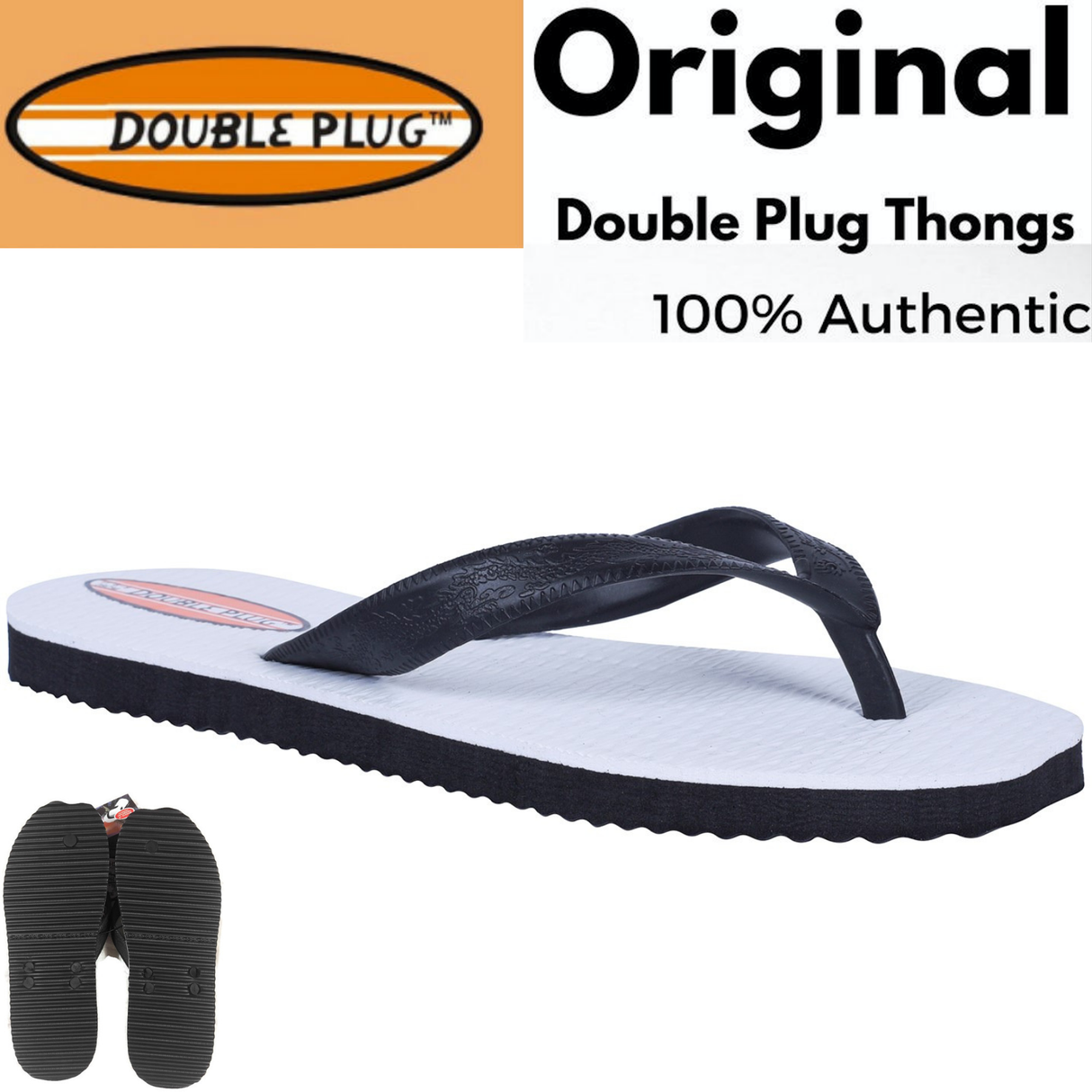 Original DOUBLE PLUG Flip Flops Thongs Mens Sandals Shoes Slippers Plugger