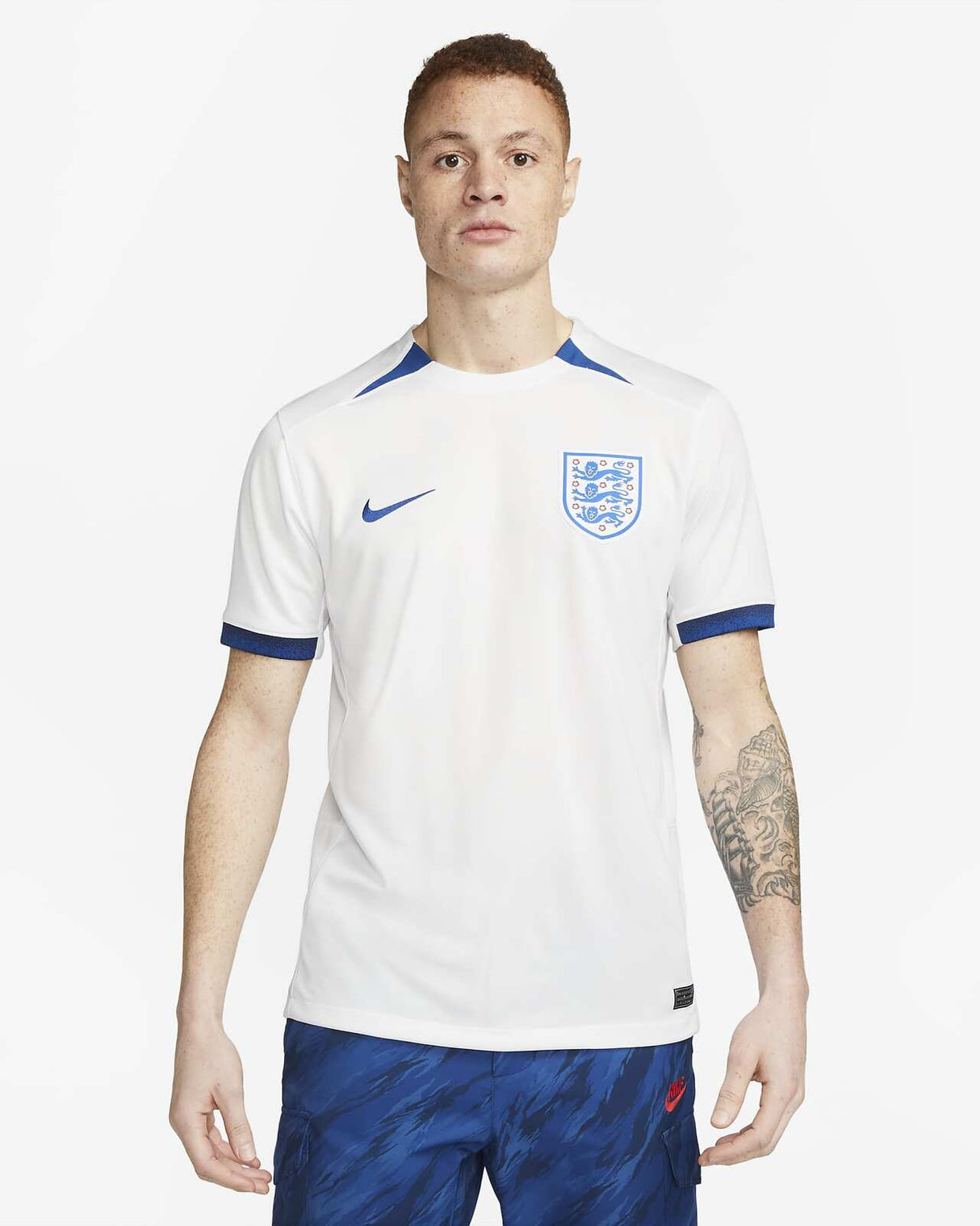 Nike Mens England National 2023 Stadium Home Dri-FIT Soccer Football Jersey Top