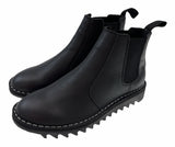 Ripple Sole Mens Ducatti Chelsea Desert Boots Leather Shoes Slip On - Black