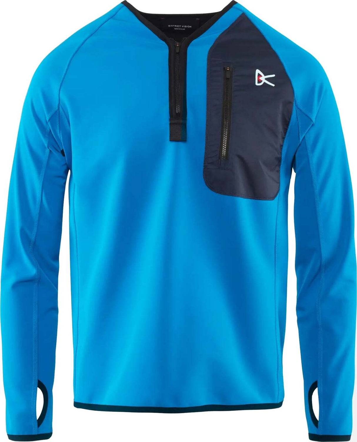 District Vision Mens Rocco Half-Zip Mid Layer Top Neoprene - Electric Blue