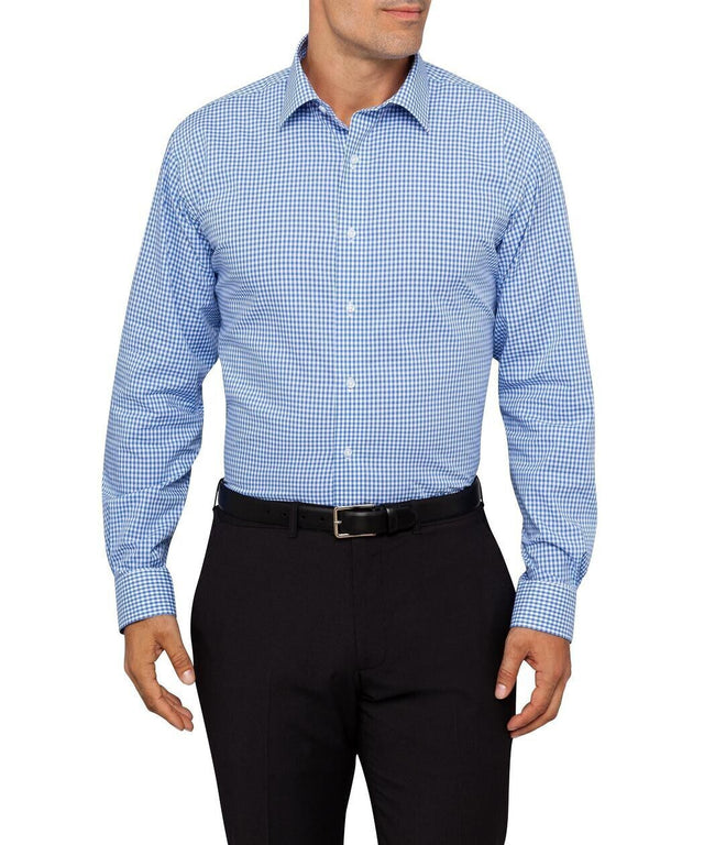 Van Heusen Euro Tailored Fit Shirt Mens Long Sleeve - Blue Check