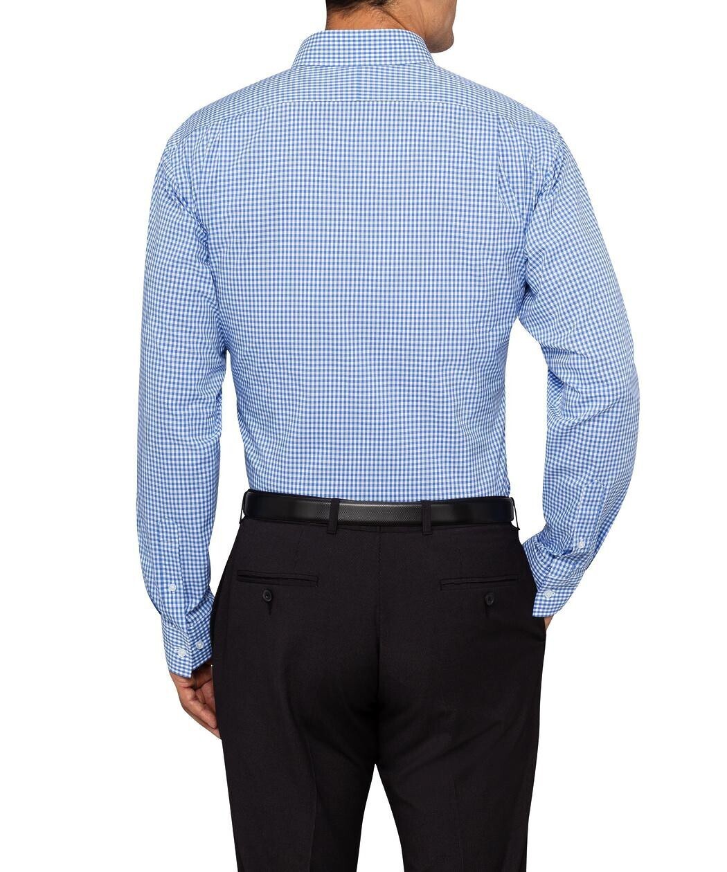 Van Heusen Euro Tailored Fit Shirt Mens Long Sleeve - Blue Check