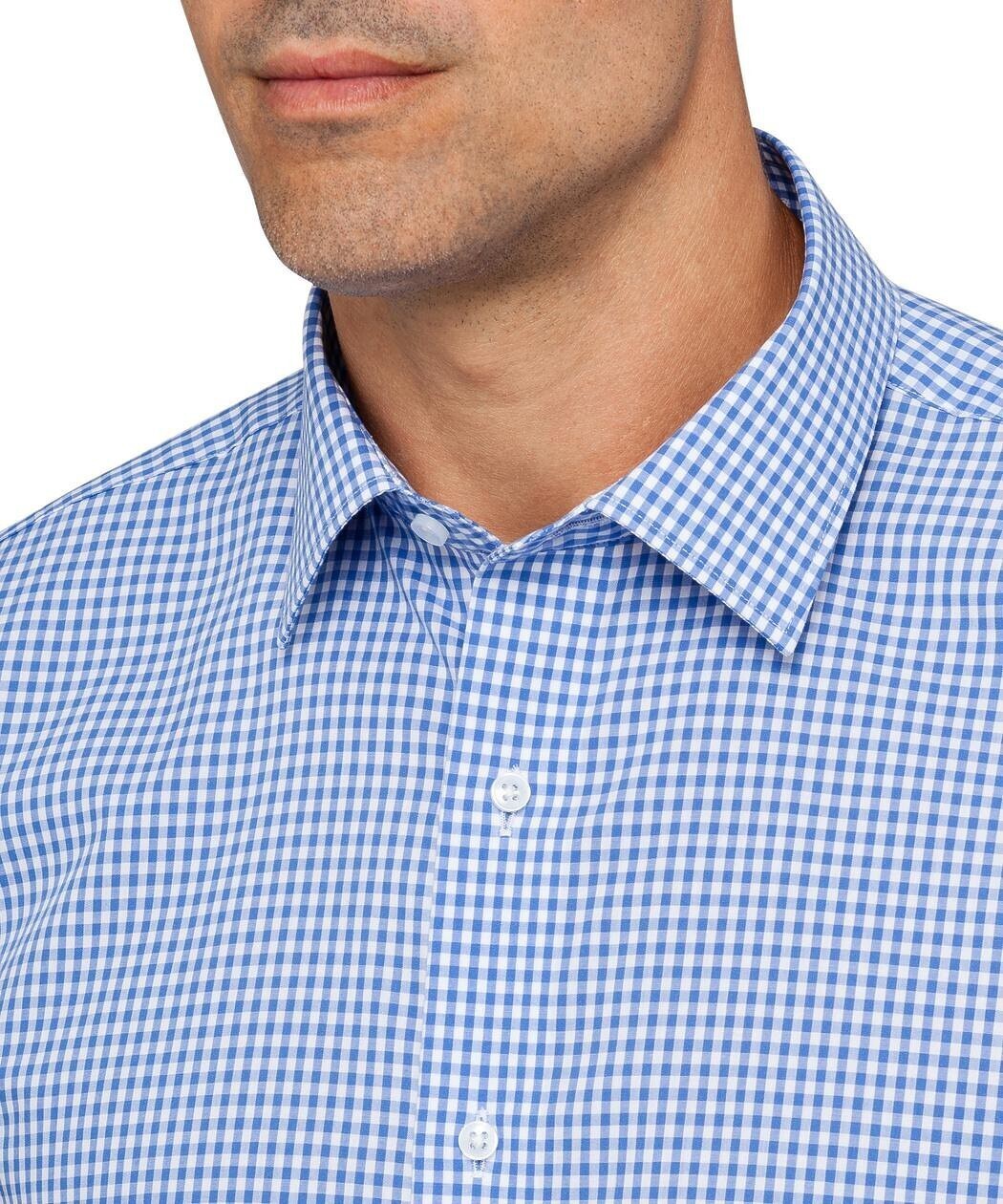 Van Heusen Euro Tailored Fit Shirt Mens Long Sleeve - Blue Check