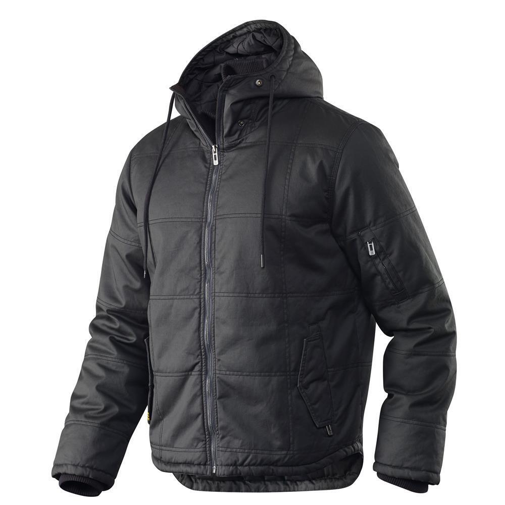 ELEVEN Mens Stormbreaker Quilted Twill Jacket w/ Hood - Black/Charcoal