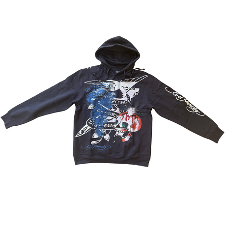 Ed Hardy Mens Hoodie Jumper in Charcoal