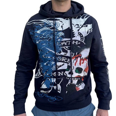 Ed Hardy Mens Hoodie Jumper in Charcoal