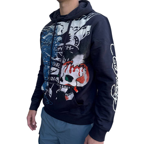 Ed Hardy Mens Hoodie Jumper in Charcoal