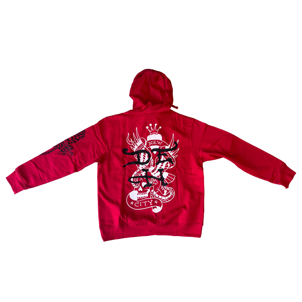 Ed Hardy Mens Hoodie Jumper Pullover Tattoo New York Skull in Red