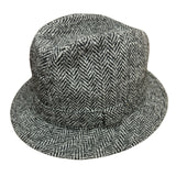 Harris Tweed Failsworth Elgin Made in Britain Trilby Hat Herringbone in Grey