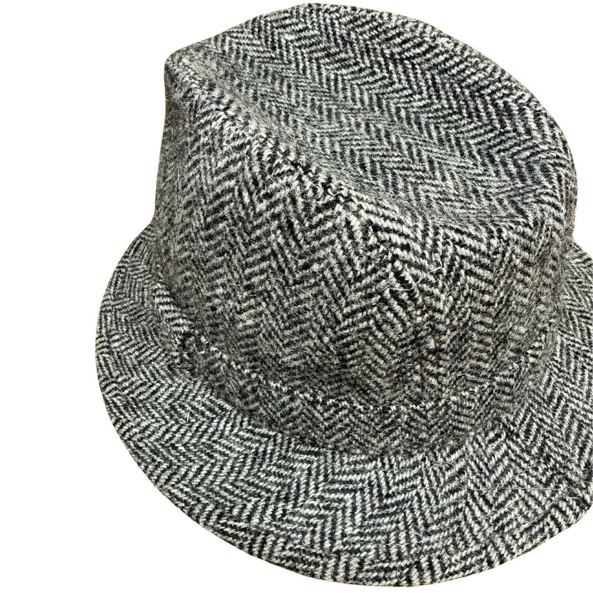 Harris Tweed Failsworth Elgin Made in Britain Trilby Hat Herringbone in Grey