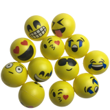 12 EMOJI FACE STRESS BALLS Hand Relief Squeeze Tension Reliever Soft Smiley 70mm