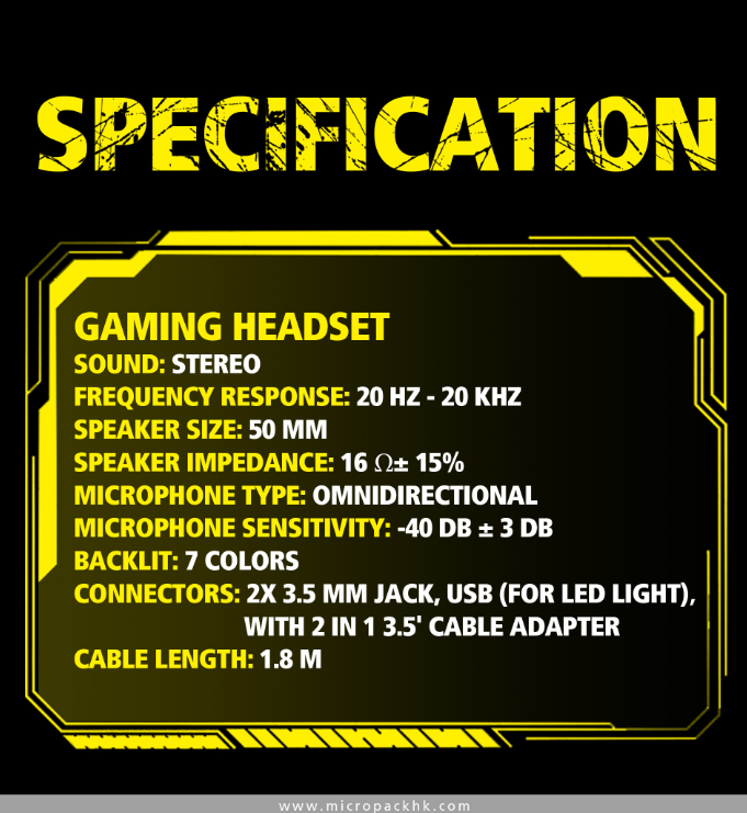 Gaming Headset w/ Noise Reduction Wired Headphones in Black