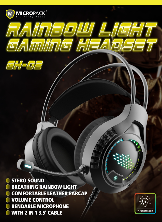 Gaming Headset w/ Noise Reduction Wired Headphones in Black