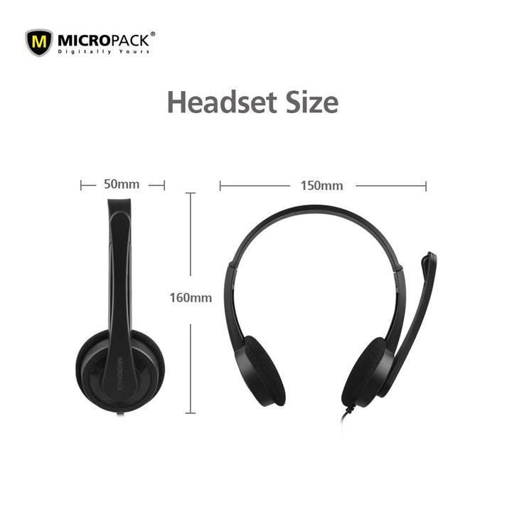 Stereo Sound Headset Wired Headphones in Black