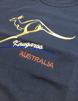 Adult Australian Kangaroo T Shirt Australia Day 100% Cotton Souvenir Tee Top - Navy