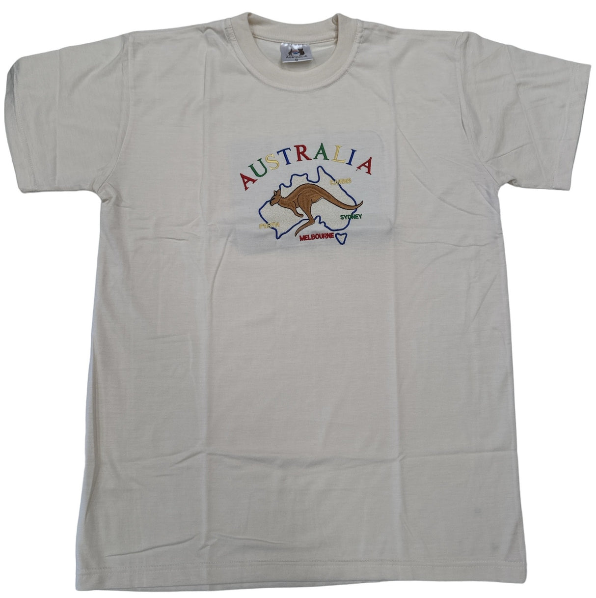 Adult Australia Kangaroo T Shirt Tee 100% Cotton Top Aussie Day - Beige