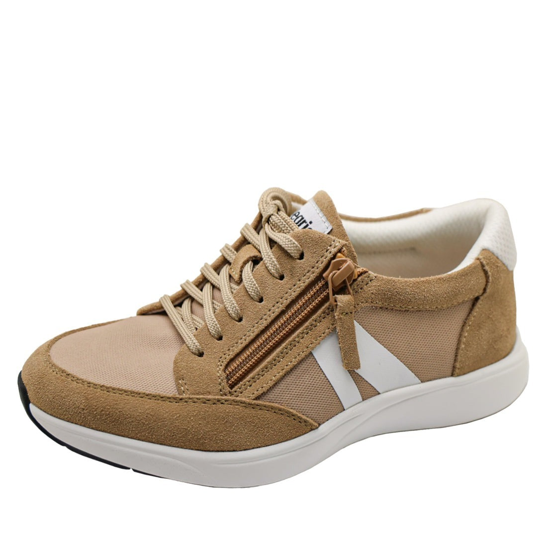 Alegria Womens Eazeer Shoes w/ Zip Sneakers Suede in Caramel